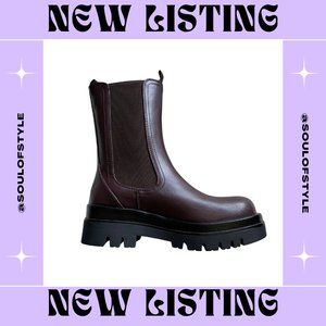 NWT Chesnut Brown Chelsea Moto Boots - Faux leather, SZ 6